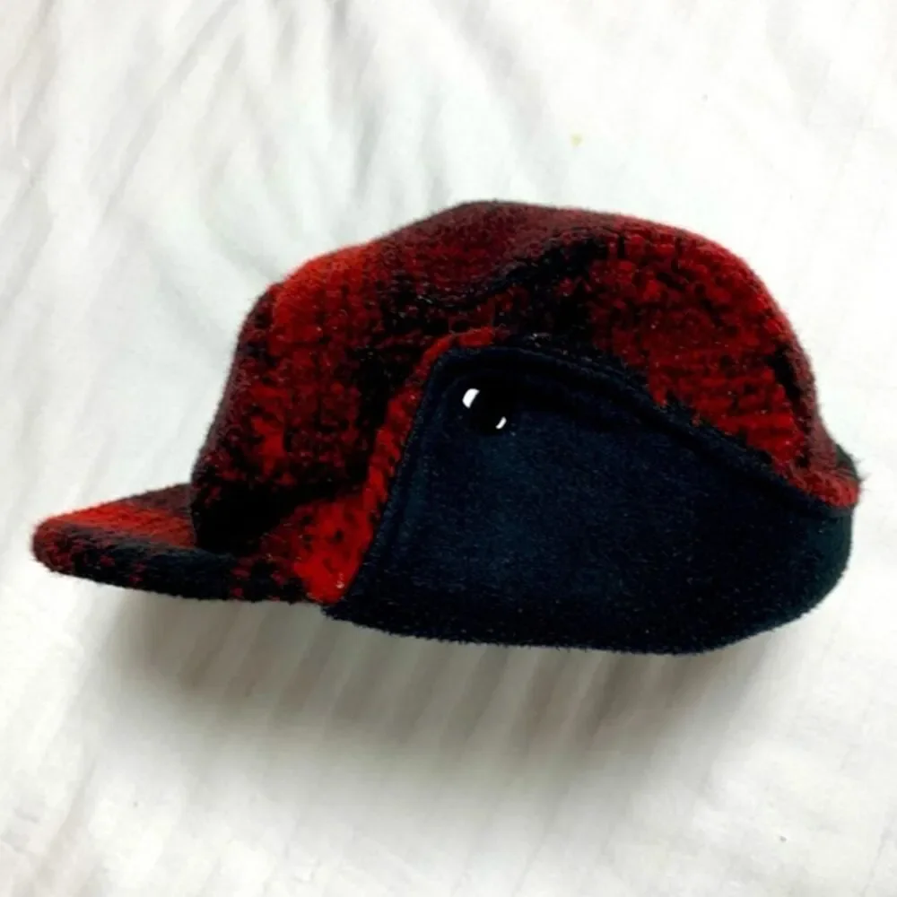 GAP Lumberjack Red Plaid Trapper Tartan Faux Fur Lined Fleece Hipster Hat Sm